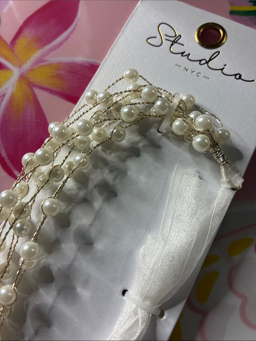 Multi-Strand Pearl Hair Accessory - Ivory - Picture 9 of 9